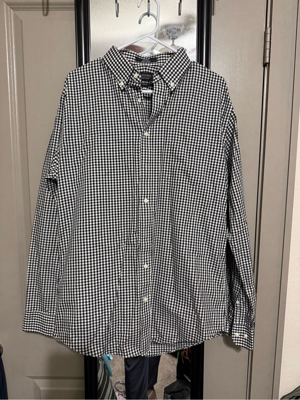 Nordstrom Black and White Gingham Button-Down Shirt